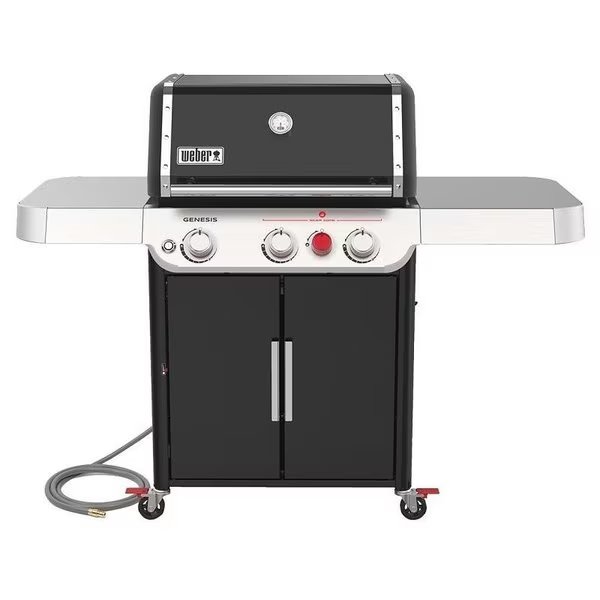 GENESIS E325s Series Gas Grill, 39,000 Btu, Natural Gas, 3Burner, Enclosed Cabinet Storage, Black, Weber, Mfr#: 37310001